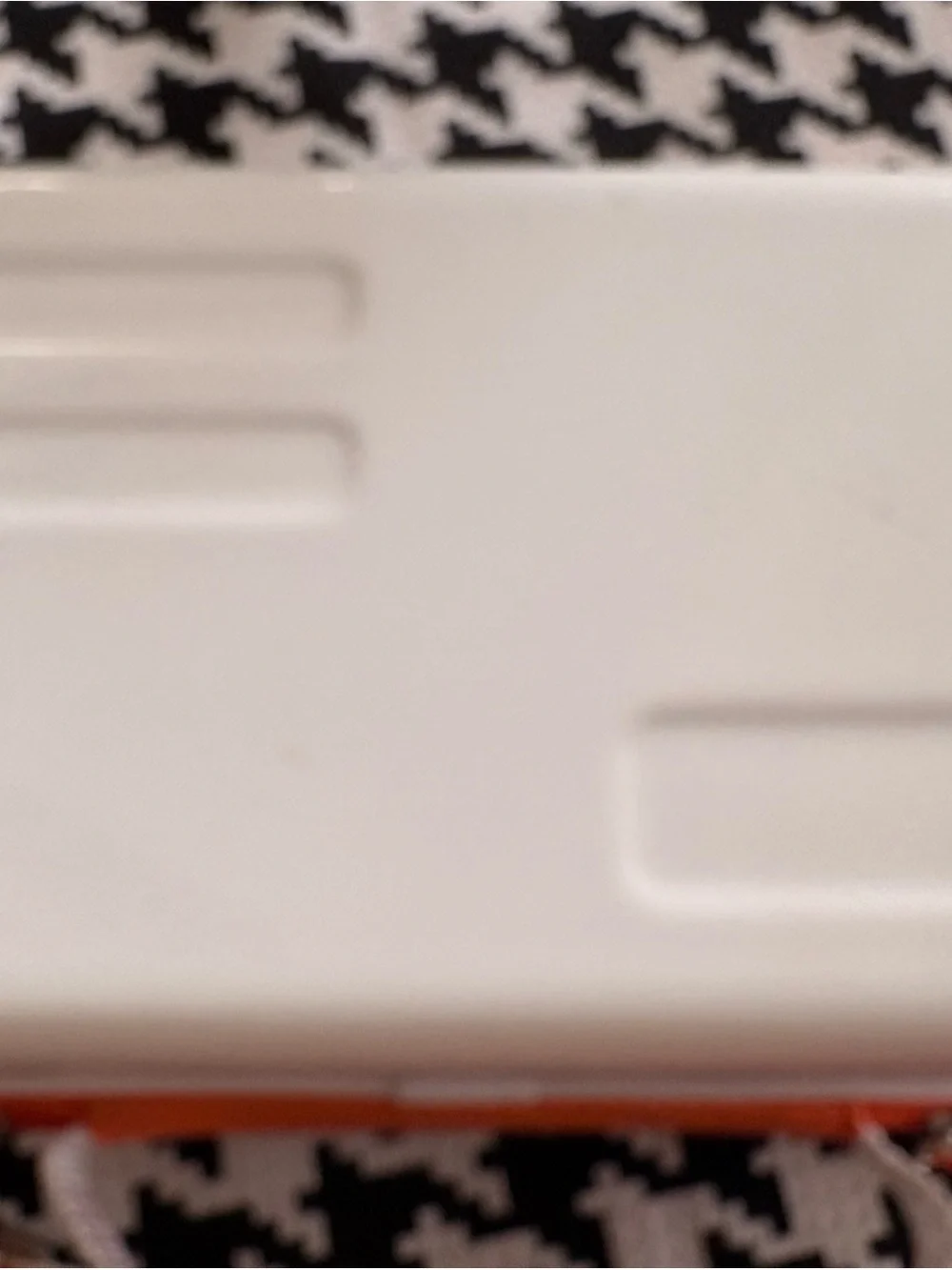 Nintendo White Portable Game Case with Blue Handle and Orange Trim
